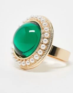 Reclaimed Vintage Oversized Ring With Pearl Outer In Gold For Women -Closet Theory Her 207438958 2