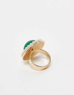 Reclaimed Vintage Oversized Ring With Pearl Outer In Gold For Women -Closet Theory Her 207438958 3