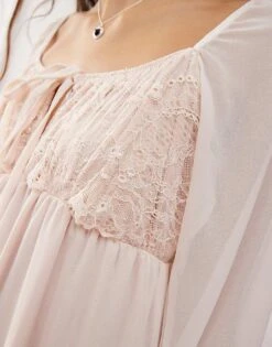 Reclaimed Vintage Boho Maxi Dress With Ruffles In Pastel Pink For Women Blush -Closet Theory Her 207441816 4