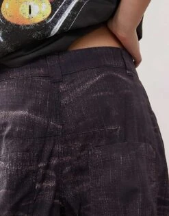 Reclaimed Vintage Barrel Leg Trouser In Burgundy Distressed Denim Print For Women -Closet Theory Her 207442438 4