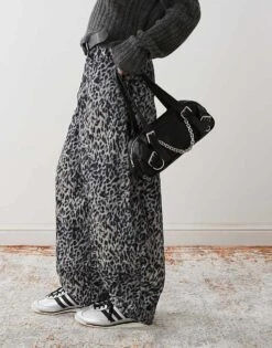 Reclaimed Vintage Snow Leopard Print Barrel Leg Trouser For Women -Closet Theory Her 207442446 3