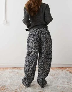 Reclaimed Vintage Snow Leopard Print Barrel Leg Trouser For Women -Closet Theory Her 207442446 4