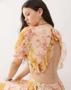 Reclaimed Vintage Maxi Dress With Cutout Detail In Spliced Floral Print For Women Multi -Closet Theory Her 207443037 4