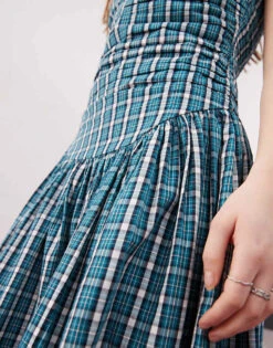 Reclaimed Vintage Midi Sundress With Drop Waist In Green Check For Women Multi -Closet Theory Her 207443066 4