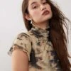Reclaimed Vintage High Neck Capped Sleeve Top In Gothic Blur Print For Women Multi -Closet Theory Her 207450709 1 multi
