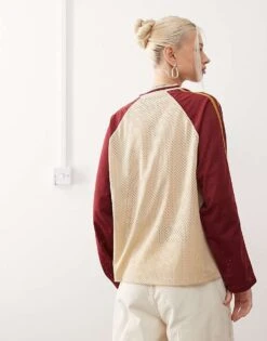 Reclaimed Vintage Oversized Long Sleeve Airtex Football T-shirt In Burgundy For Women -Closet Theory Her 207450721 4