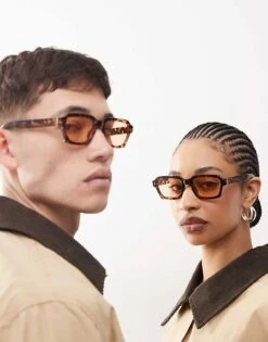 Reclaimed Vintage Unisex 70s Square Sunglasses In Tort For Unisex Tortoiseshell -Closet Theory Her 207475218 3