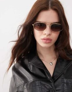 Reclaimed Vintage Unisex 90s Wire Gold Sunglasses For Unisex -Closet Theory Her 207475230 2