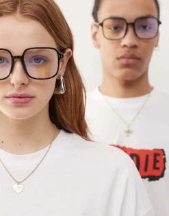 Reclaimed Vintage Unisex Oversized 70s Blue Light Glasses In Black For Unisex -Closet Theory Her 207475242 3