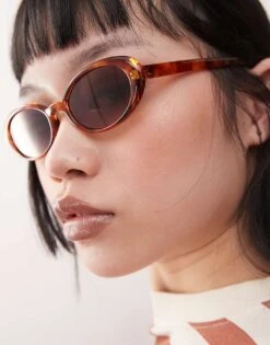 Reclaimed Vintage Oval Sunglasses In Orange Tortoiseshell For Women -Closet Theory Her 207475256 3
