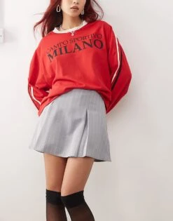 Reclaimed Vintage Tailored Skort In Grey Pinstripe For Women