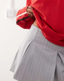 Reclaimed Vintage Tailored Skort In Grey Pinstripe For Women -Closet Theory Her 207478098 4