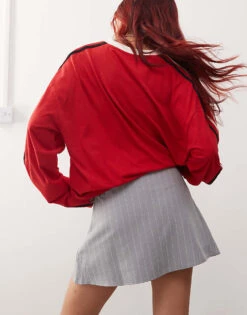 Reclaimed Vintage Tailored Skort In Grey Pinstripe For Women -Closet Theory Her 207478098 5