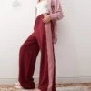 Reclaimed Vintage Wide Leg Trouser With Side Contrast Panel In Burgundy For Women -Closet Theory Her 207479249 1 burgundy