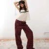 Reclaimed Vintage Wide Leg Trouser In Burgundy Pinstripe For Women -Closet Theory Her 207529211 1 burgundy