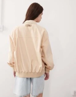 Reclaimed Vintage Unisex Lightweight Zip Up Utility Bomber Jacket In Stone For Unisex -Closet Theory Her 207551378 3