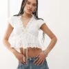 Reclaimed Vintage Western Tea Top With Broderie Trim In White For Women -Closet Theory Her 207551396 1 white