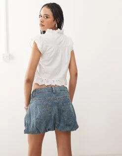 Reclaimed Vintage Western Tea Top With Broderie Trim In White For Women -Closet Theory Her 207551396 3