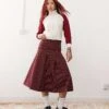 Reclaimed Vintage Pleated Midi Skirt In Burgundy Pinstripe For Women Wine -Closet Theory Her 207564897 1 wine