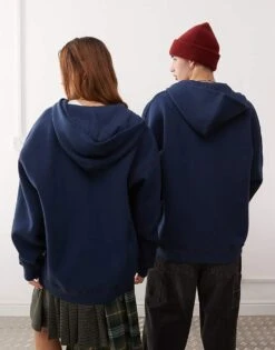 Reclaimed Vintage Unisex Logo Zip Through Hoodie In Navy For Unisex 9 Reclaimed Vintage Unisex Logo Zip Through Hoodie In Navy For Unisex -Closet Theory Her 207597060 3