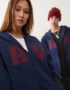 Reclaimed Vintage Unisex Logo Zip Through Hoodie In Navy For Unisex 10 Reclaimed Vintage Unisex Logo Zip Through Hoodie In Navy For Unisex -Closet Theory Her 207597060 4