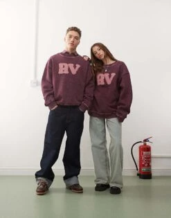 Reclaimed Vintage Unisex Logo Sweat In Burgundy For Unisex -Closet Theory Her 207597078 1 burgundy 1