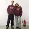 Reclaimed Vintage Unisex Logo Sweat In Burgundy For Unisex -Closet Theory Her 207597078 1 burgundy