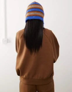 Reclaimed Vintage Balloon Sleeve Raglan Sweat Co-ord In Tobacco Brown For Women -Closet Theory Her 207599214 3