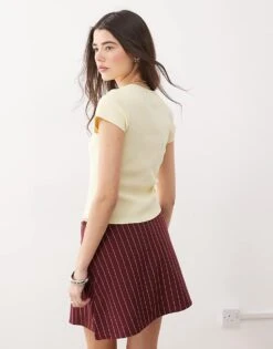 Reclaimed Vintage Square Neck Fitted T-shirt In Butter Yellow For Women -Closet Theory Her 207603601 4