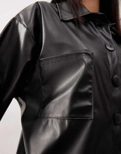 Reclaimed Vintage PU Shirt In Black For Women -Closet Theory Her 207612775 4