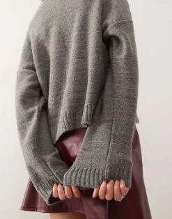 Reclaimed Vintage Crew Neck Jumper In Grey For Women -Closet Theory Her 207614653 3
