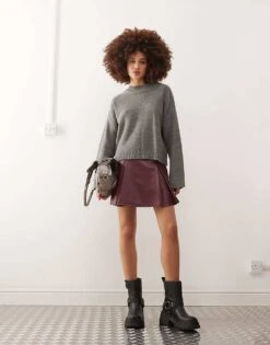 Reclaimed Vintage Crew Neck Jumper In Grey For Women -Closet Theory Her 207614653 4