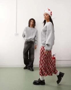 Reclaimed Vintage Unisex Heavyweight Oversized Boxy Sweatshirt In Grey Marl For Unisex -Closet Theory Her 207622614 1 grey 1