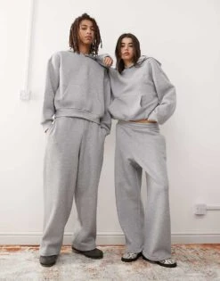 Reclaimed Vintage Unisex Heavyweight Boxy Co-ord In Grey Marl -Closet Theory Her 207622741 1 grey