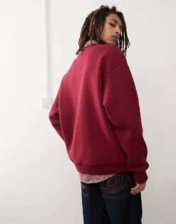 Reclaimed Vintage Unisex Oversized Sweat With Logo In Burgundy For Unisex -Closet Theory Her 207625420 4