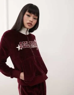 Reclaimed Vintage Velour Co-ord In Burgundy -Closet Theory Her 207634594 1 burgundy