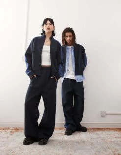 Reclaimed Vintage Unisex Co-ord With Stripe In Navy -Closet Theory Her 207634658 1 navy 1