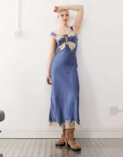 Reclaimed Vintage Lingerie Cami Slip Dress In Blue For Women -Closet Theory Her 207644474 1 blue 1