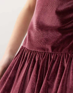 Reclaimed Vintage Velvet Puffball Mini Party Dress In Burgundy For Women -Closet Theory Her 207651873 3