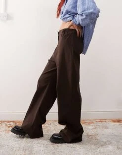 Reclaimed Vintage Slouchy Tailored Wide Leg Trouser In Chocolate Brown For Women -Closet Theory Her 207651874 3