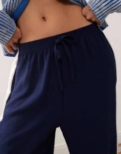 Reclaimed Vintage Wide Leg Trouser With Side Contrast Panel In Navy For Women -Closet Theory Her 207651910 3
