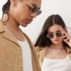 Reclaimed Vintage Unisex 90s Square Wire Sunglasses In Gold For Unisex -Closet Theory Her 207659557 1 gold