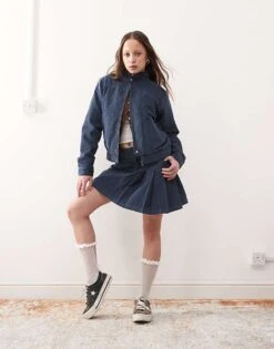 Reclaimed Vintage Cord Mini Skirt Co-ord In Navy For Women