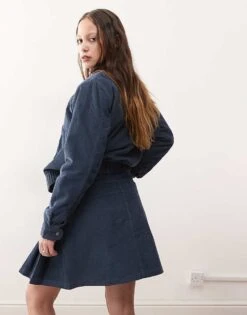 Reclaimed Vintage Cord Mini Skirt Co-ord In Navy For Women -Closet Theory Her 207659580 3
