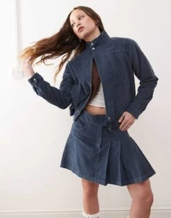 Reclaimed Vintage Cord Mini Skirt Co-ord In Navy For Women -Closet Theory Her 207659580 5