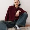 Reclaimed Vintage Boxy Cardigan Burgundy For Women -Closet Theory Her 207662947 1 burgundy