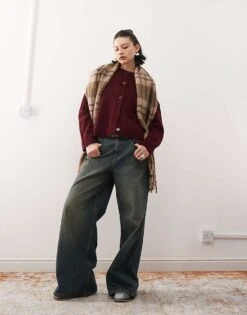 Reclaimed Vintage Boxy Cardigan Burgundy For Women -Closet Theory Her 207662947 3