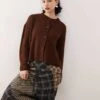 Reclaimed Vintage Boxy Cardigan In Brown For Women Chocolate -Closet Theory Her 207662958 1 chocolate