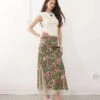 Reclaimed Vintage Satin Midi Skirt With Lace Trim In Green Floral Print For Women -Closet Theory Her 207662988 1 floralprint