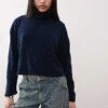 Reclaimed Vintage Funnel Neck Jumper In Navy For Women -Closet Theory Her 207679085 1 navy